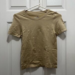 Tahari Beige Crew Neck Top
